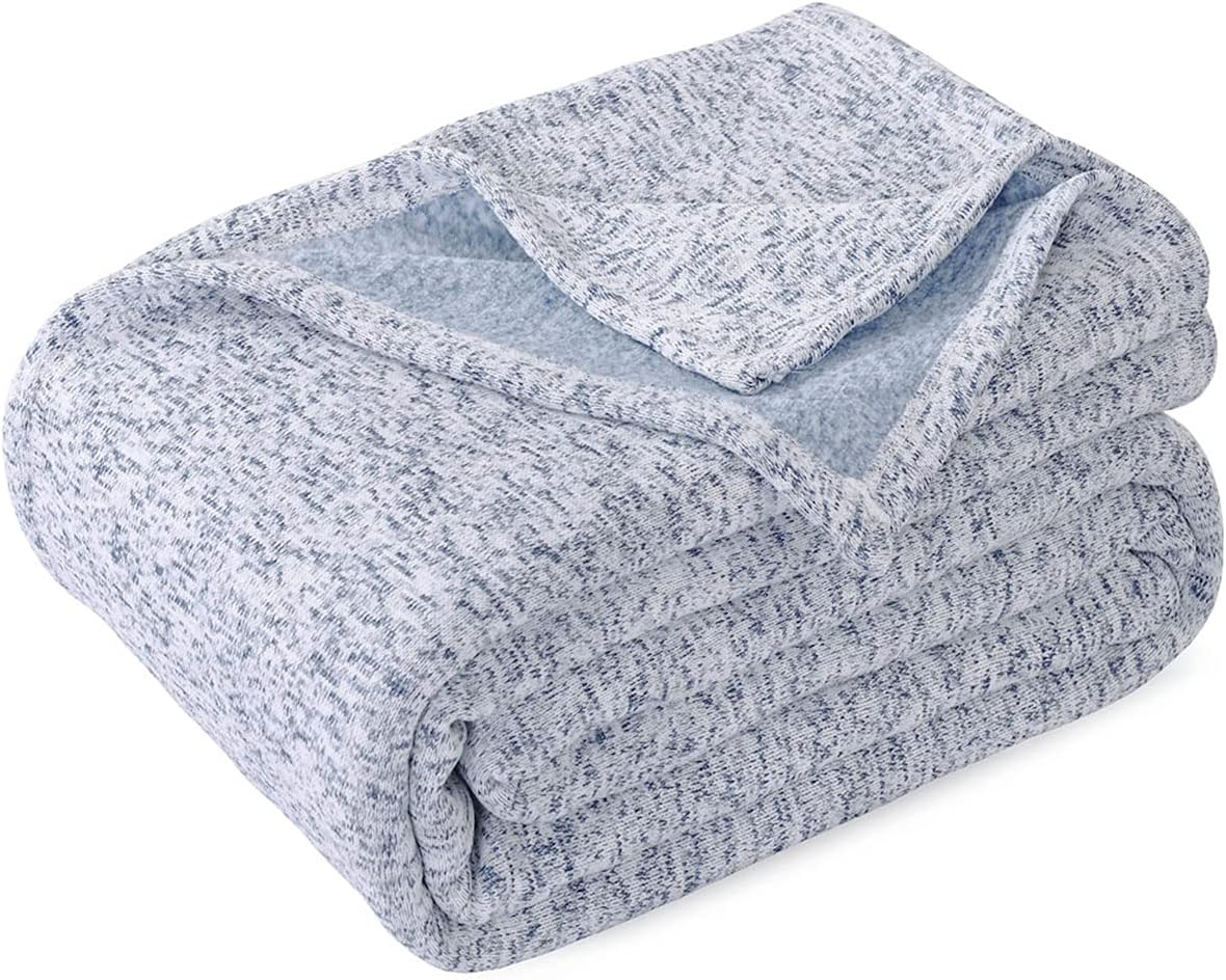 KAWAHOME Summer Sweatshirt Blanket King Size for Bed-Lightweight Breathable Blankets,Soft Thin Knit Jersey Blanket for Hot Sleepers,108 X 90 Inches, Heather Grey