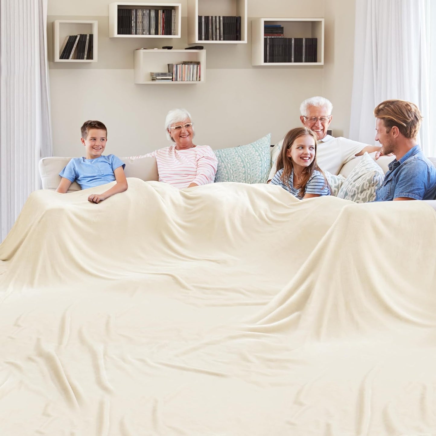 Oversized Blanket 120x120 Inches, Giant Huge Companion for Bed, Sofa,Travel and Camping, Extra Large Big Soft Blanket Fits The Whole Family and Outdoors, Dark Grey 10'x10'