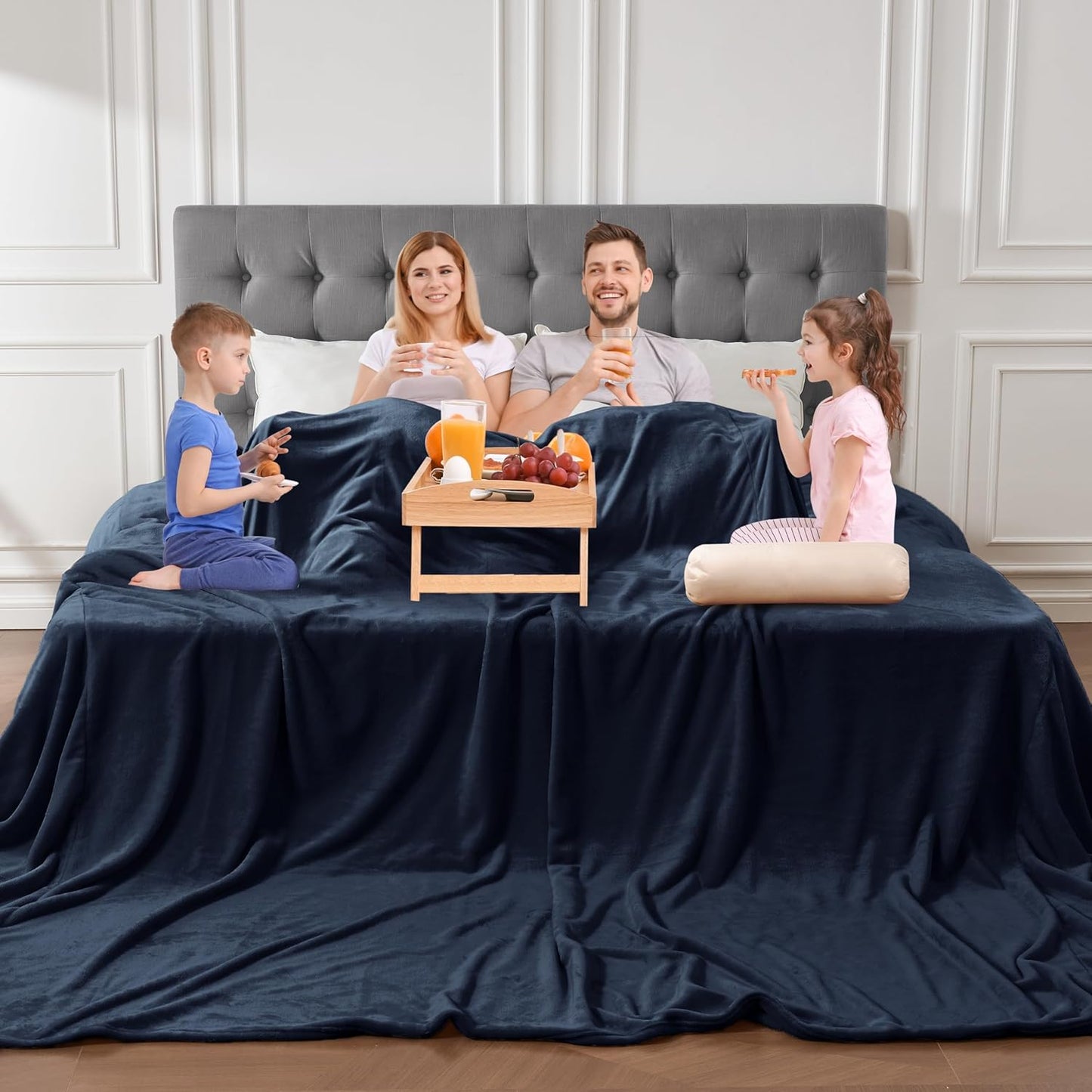 Oversized Blanket 120x120 Inches, Giant Huge Companion for Bed, Sofa,Travel and Camping, Extra Large Big Soft Blanket Fits The Whole Family and Outdoors, Dark Grey 10'x10'