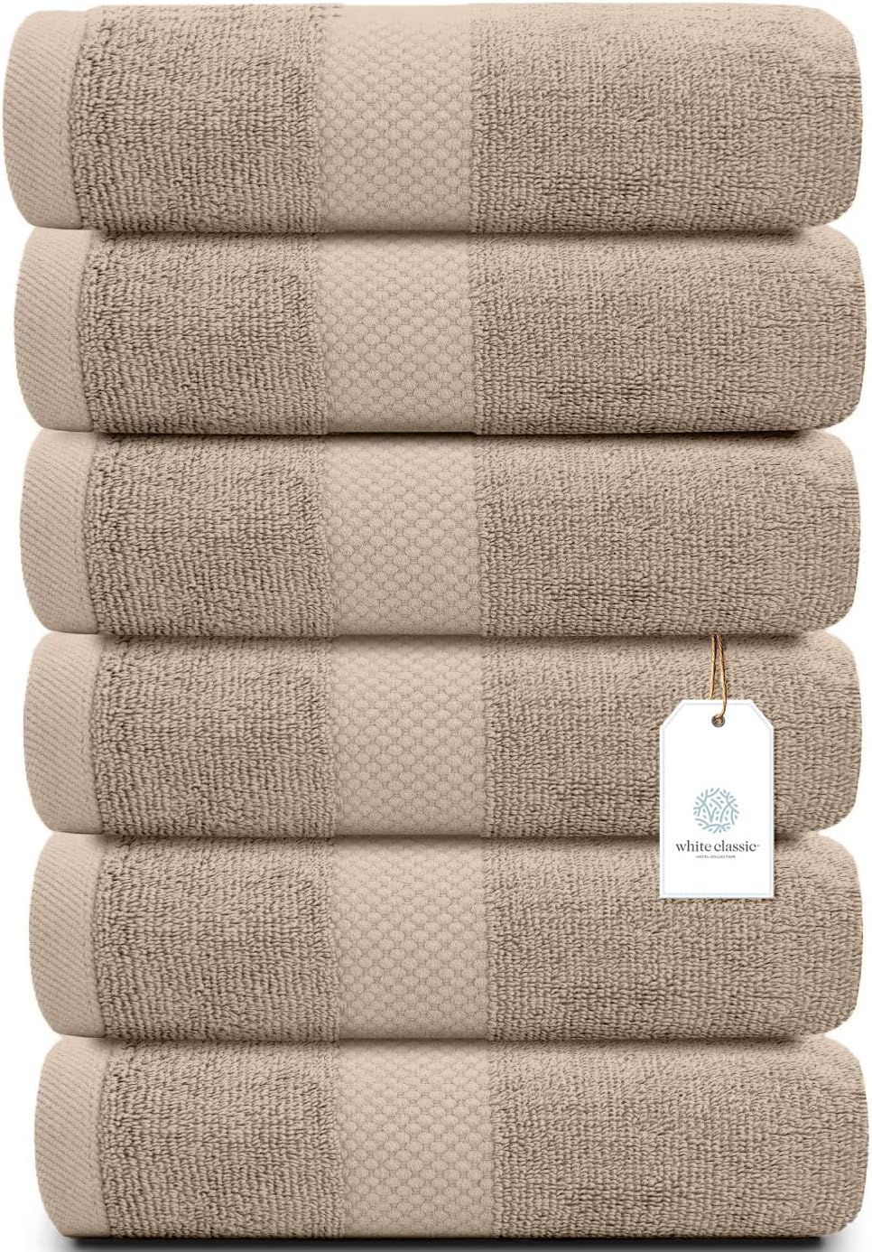 Luxury White Hand Towels - Soft 100% Turkish Cotton | Highly Absorbent Hotel spa Bathroom Towel Collection | 16x30 Inch | Set of 6