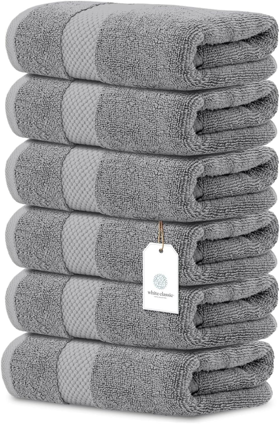 Luxury White Hand Towels - Soft 100% Turkish Cotton | Highly Absorbent Hotel spa Bathroom Towel Collection | 16x30 Inch | Set of 6