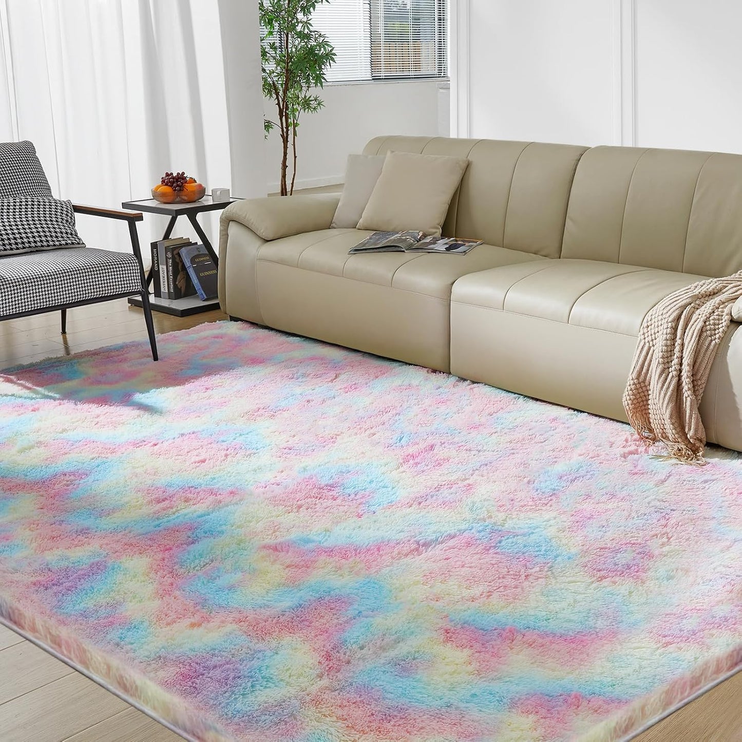 5X8 Ultra Soft Rug for Living Room, 5X8 Fluffy Shag Area Rug for Bedroom, Modern Shaggy Carpets Fuzzy Rug for Teens Dorm Nursery Home Decor Aesthetic, Upgrade Anti-Skid Durable, Grey