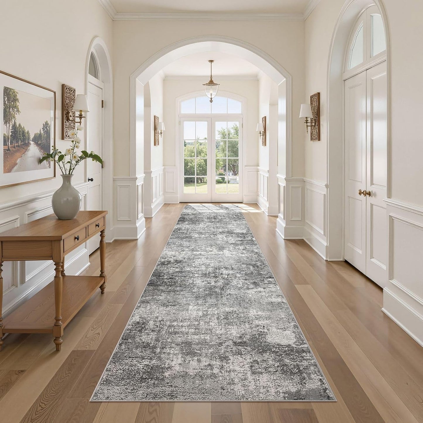 Living Room Area Rugs - 6x9 Abstract Large Soft Indoor Washable Rug Neutral Modern Low Pile Carpet for Bedroom Dining Room Farmhouse Home Office - Grey Blue