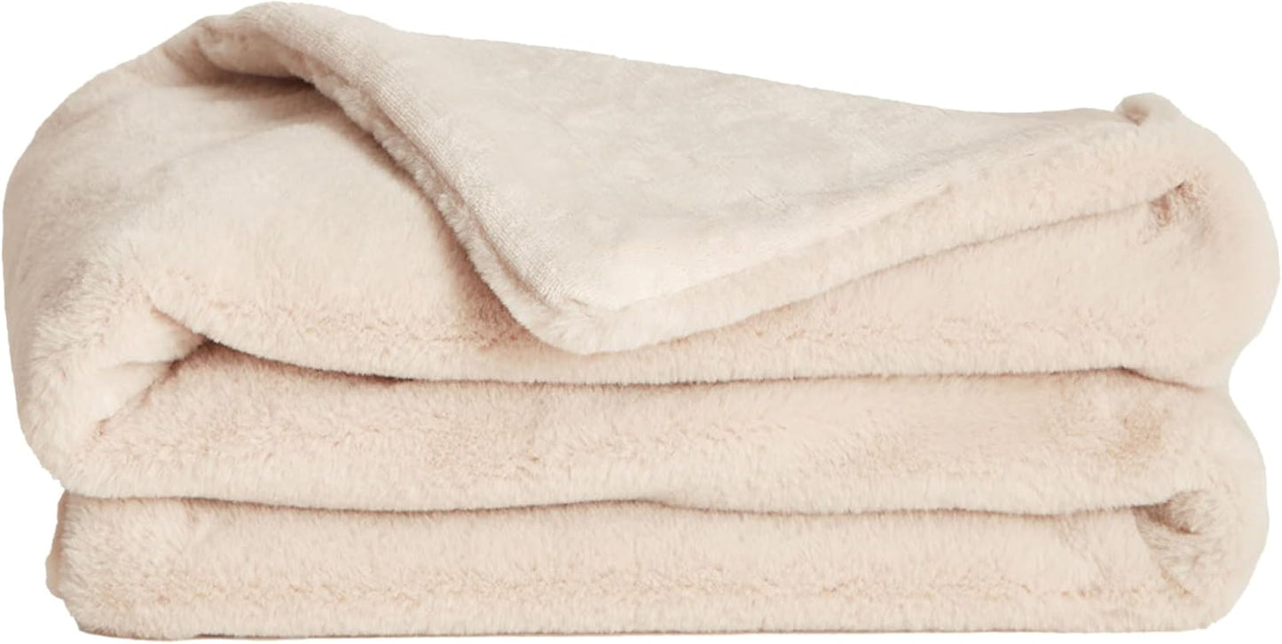 UnHide Lil’ Marsh | Faux Fur Blanket | Durable, Lightweight, Extra Soft Blanket | Machine Washable | Add a Layer of Softness to Any Bed, Couch, or Reading Chair | Rosy Baby, Medium (60” x 80”)