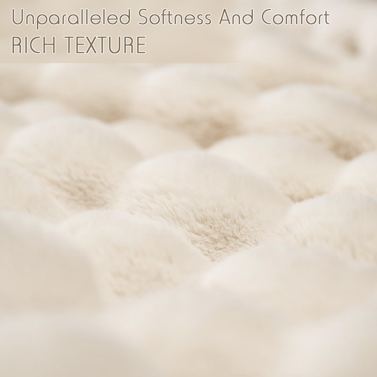 Super Comfort Oversized Warm Thick Bubble Luxury Plush Rabbit Faux Fur Throw Blanket, Fluffy Blanket,Soft Cozy Throw Blanket for Couch Chair Bed Sofa Living Room,White 50'' x 60''