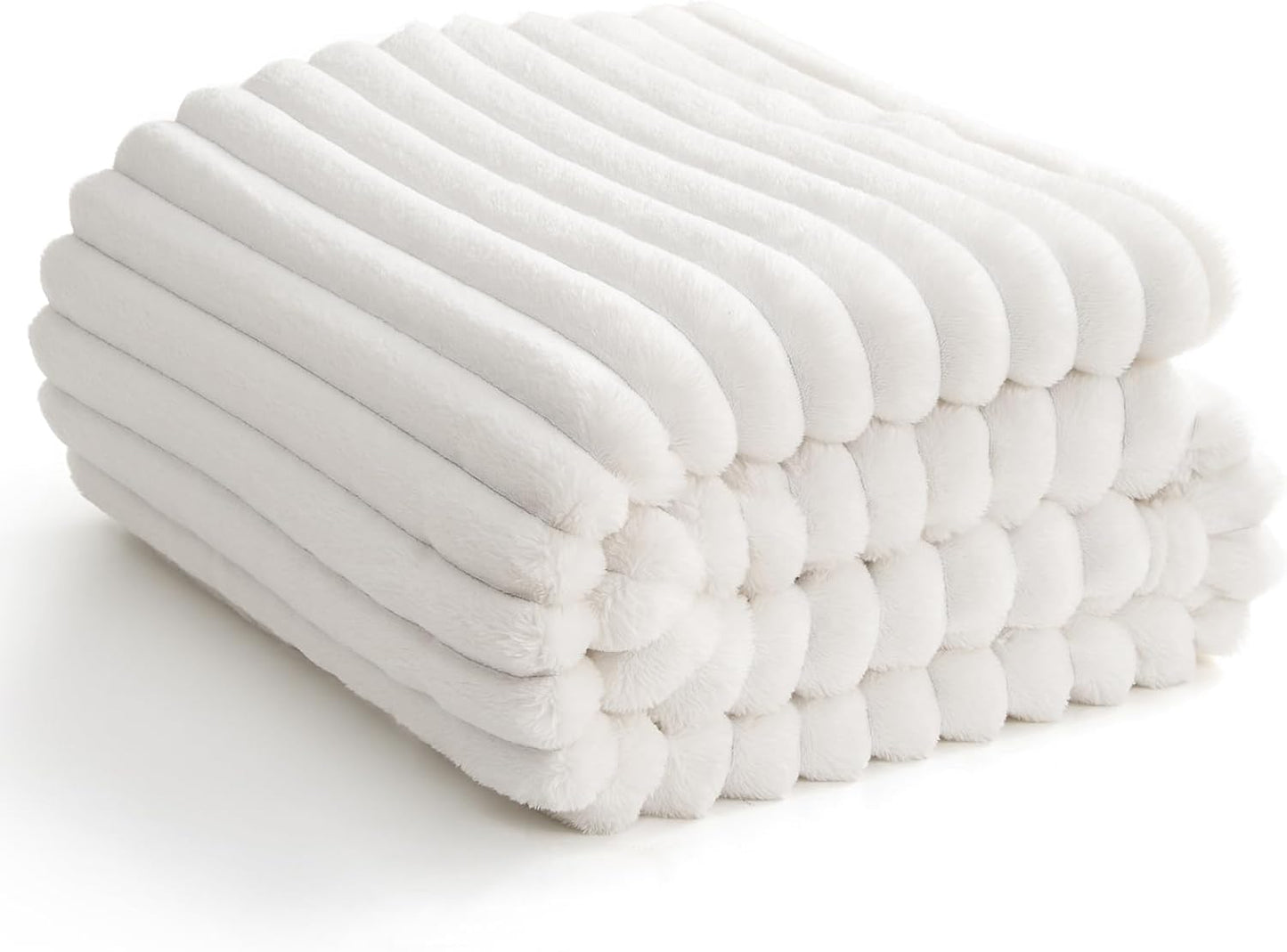 White Queen Size Blanket for Bed - 300GSM Soft Cozy Soft Blankets for Women, Cute Large Lightweight Bedding Fleece Throws for Girls, White, 90x90 Inches
