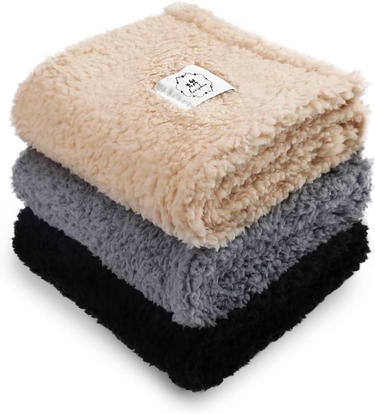 1 Pack 3 Calming Blankets Fluffy Premium Fleece Pet Blanket Soft Sherpa Throw for Dog Puppy Cat Beige Large (41" x31'')
