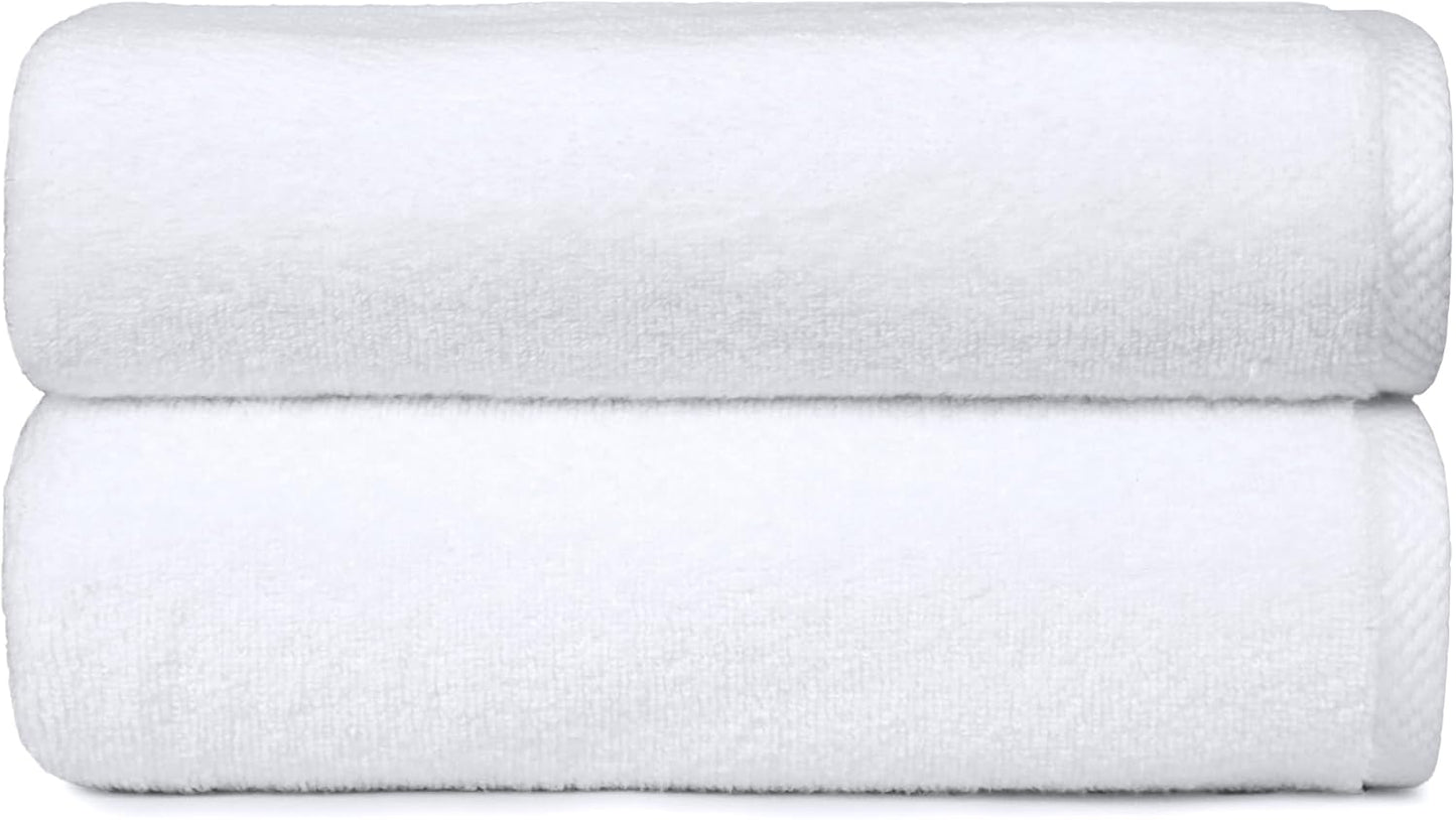 Amazon Basics 2 Piece Quick-Dry Oversize Bath Towel, 100% Cotton, Lake Blue, 54" x 30"