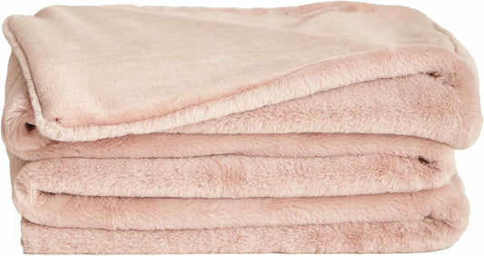 UnHide Lil’ Marsh | Faux Fur Blanket | Durable, Lightweight, Extra Soft Blanket | Machine Washable | Add a Layer of Softness to Any Bed, Couch, or Reading Chair | Rosy Baby, Medium (60” x 80”)