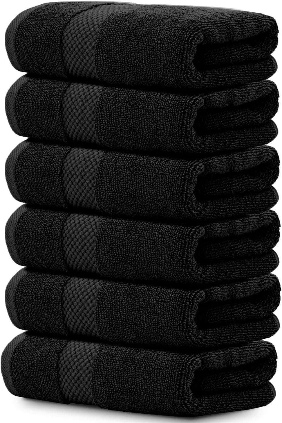 Luxury White Hand Towels - Soft 100% Turkish Cotton | Highly Absorbent Hotel spa Bathroom Towel Collection | 16x30 Inch | Set of 6