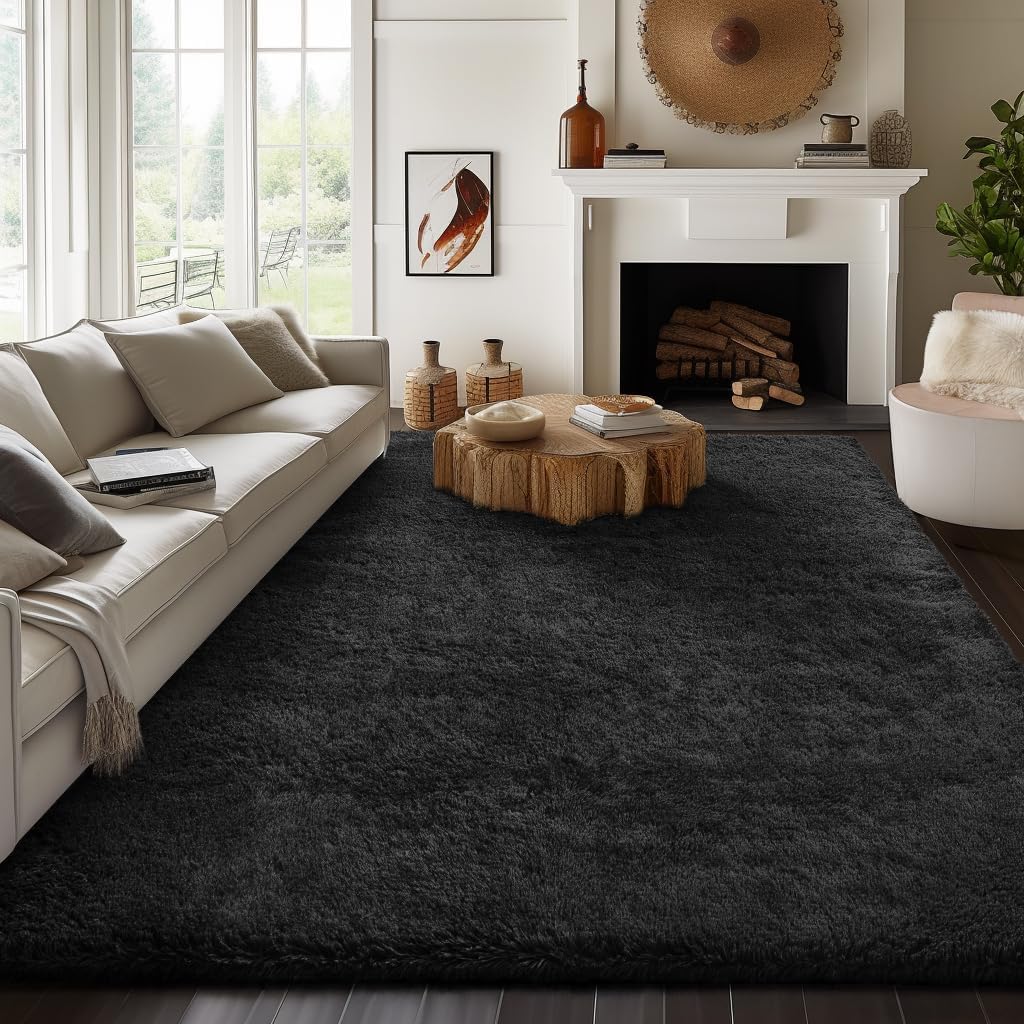 Ophanie Upgrade 5x8 Rugs for Living Room,Grey Fluffy Carpet Large Fuzzy Plush Shag Comfy Soft,Non-Slip Indoor Floor Carpet,for Kids Boys Girls,Room,Bedroom,Playroom,Home Decor Aesthetic
