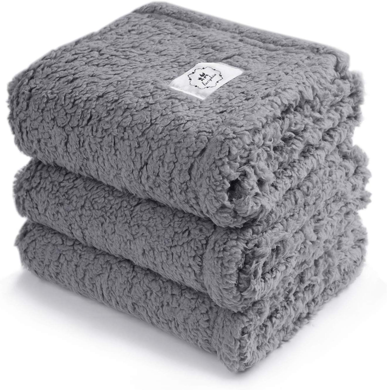 1 Pack 3 Calming Blankets Fluffy Premium Fleece Pet Blanket Soft Sherpa Throw for Dog Puppy Cat Beige Large (41" x31'')