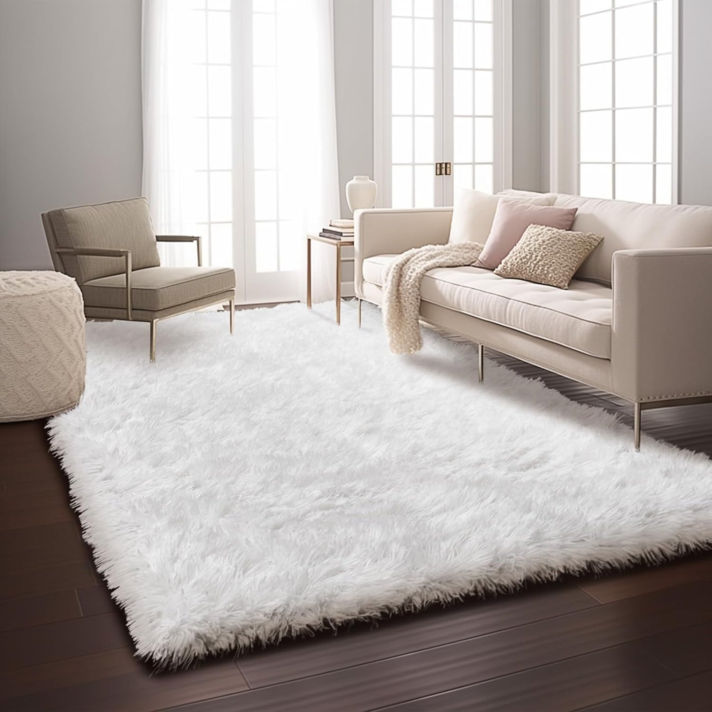 Ophanie Upgrade 5x8 Rugs for Living Room,Grey Fluffy Carpet Large Fuzzy Plush Shag Comfy Soft,Non-Slip Indoor Floor Carpet,for Kids Boys Girls,Room,Bedroom,Playroom,Home Decor Aesthetic