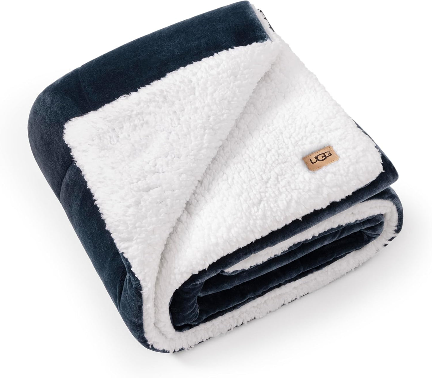 UGG Nita Throw Blanket Soft Reversible Plush Throw for Couch or Bed Washable Warm Fluffy Blanket for College Dorm Essentials and Bedding with Down Alternative Fill, 50-inch x 70-inch, Charcoal Grey