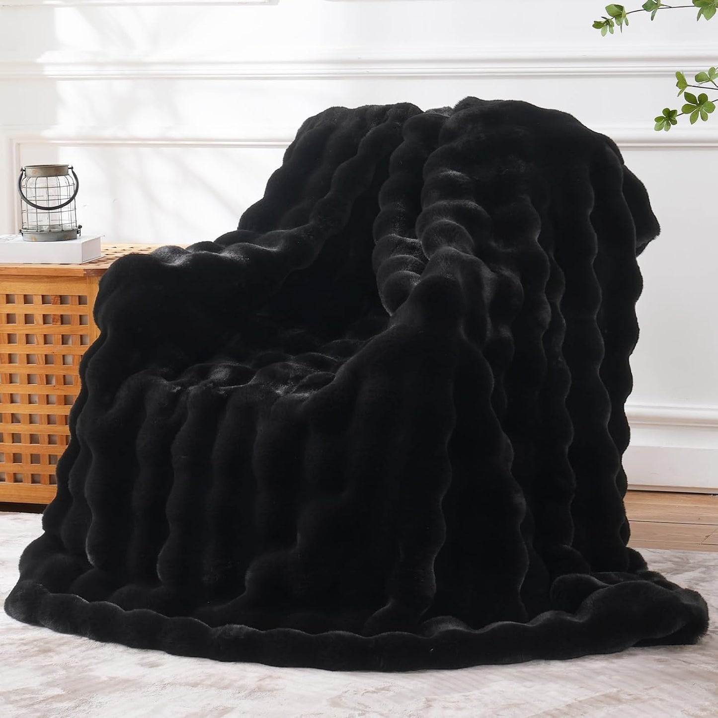 BENVWE Faux Fur Throw Blanket for Couch - Cozy Plush Fluffy Soft Thick Bubble Blanket for Living Room Home Decor - Mothers Day Birthday Gifts for Women, Cream White, 51" x 63"