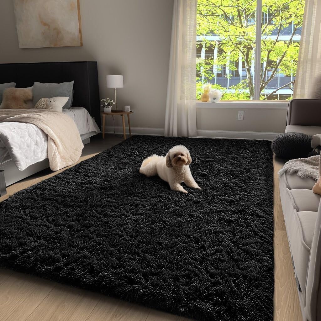Ophanie Upgrade 5x8 Rugs for Living Room,Grey Fluffy Carpet Large Fuzzy Plush Shag Comfy Soft,Non-Slip Indoor Floor Carpet,for Kids Boys Girls,Room,Bedroom,Playroom,Home Decor Aesthetic