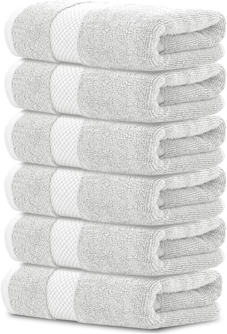 Luxury White Hand Towels - Soft 100% Turkish Cotton | Highly Absorbent Hotel spa Bathroom Towel Collection | 16x30 Inch | Set of 6