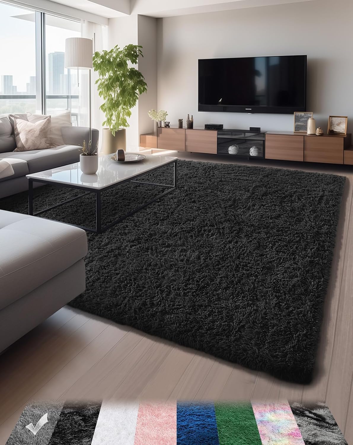 Ophanie Upgrade 5x8 Rugs for Living Room,Grey Fluffy Carpet Large Fuzzy Plush Shag Comfy Soft,Non-Slip Indoor Floor Carpet,for Kids Boys Girls,Room,Bedroom,Playroom,Home Decor Aesthetic