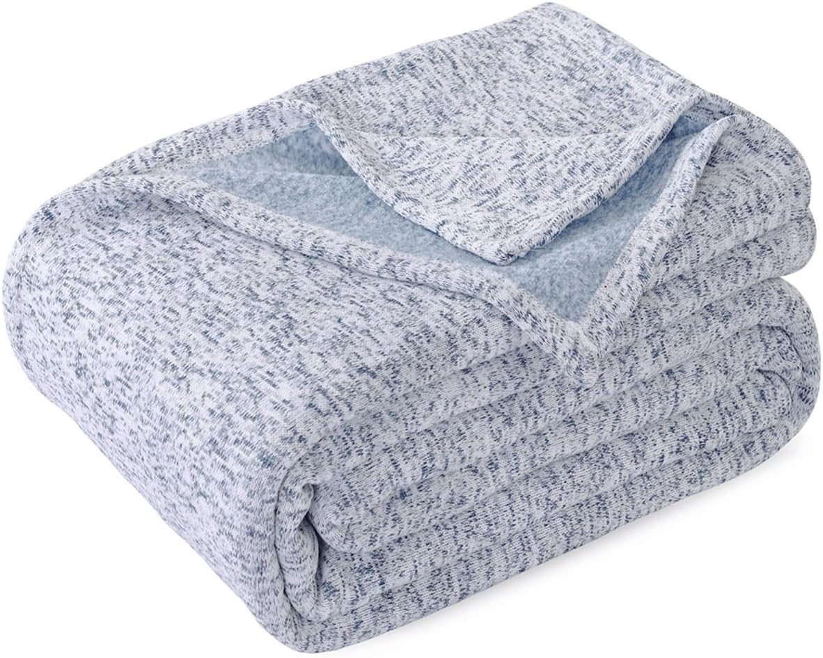 KAWAHOME Summer Sweatshirt Blanket King Size for Bed-Lightweight Breathable Blankets,Soft Thin Knit Jersey Blanket for Hot Sleepers,108 X 90 Inches, Heather Grey