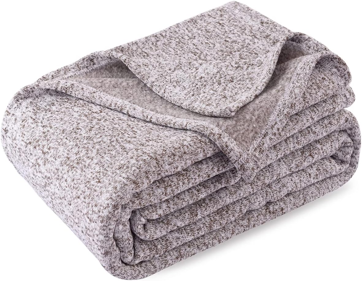 KAWAHOME Summer Sweatshirt Blanket King Size for Bed-Lightweight Breathable Blankets,Soft Thin Knit Jersey Blanket for Hot Sleepers,108 X 90 Inches, Heather Grey
