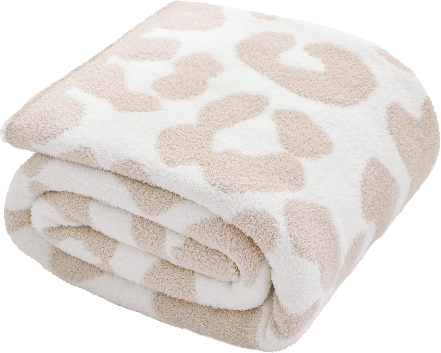 Ultra Soft Cozy Buffalo Checkerboard Grid Fluffy Microfiber Knitted Throw Blanket Lightweight Fleece Checkered Blanket for Sofa Couch Bed Travel Cream 51"X63"