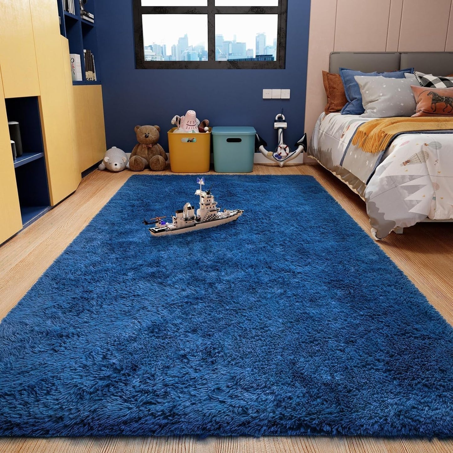 Ophanie Upgrade 5x8 Rugs for Living Room,Grey Fluffy Carpet Large Fuzzy Plush Shag Comfy Soft,Non-Slip Indoor Floor Carpet,for Kids Boys Girls,Room,Bedroom,Playroom,Home Decor Aesthetic
