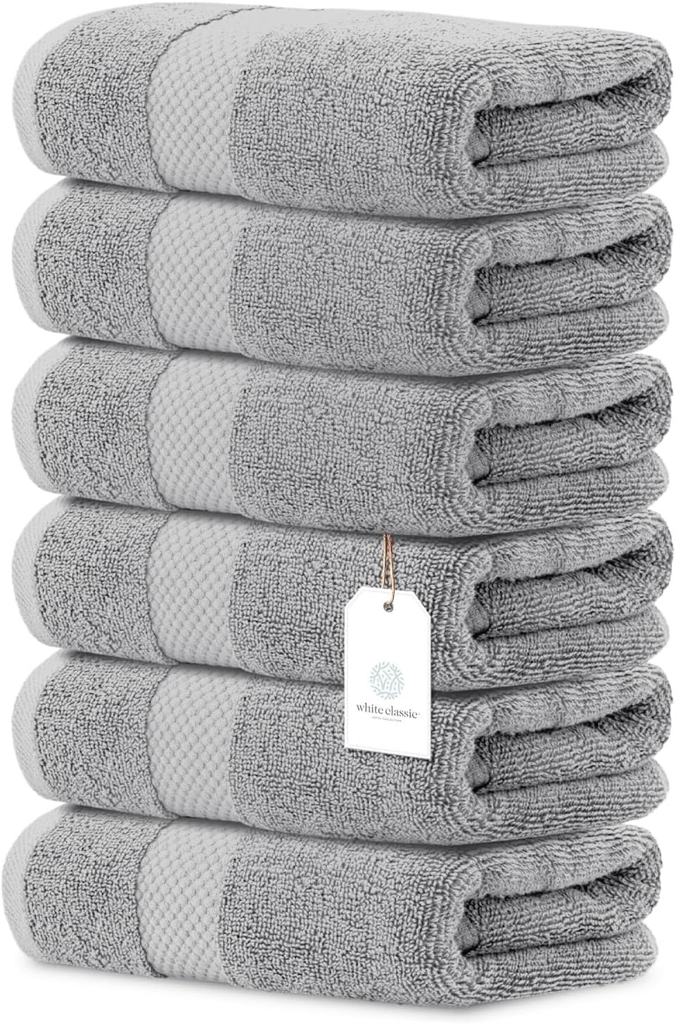 Luxury White Hand Towels - Soft 100% Turkish Cotton | Highly Absorbent Hotel spa Bathroom Towel Collection | 16x30 Inch | Set of 6