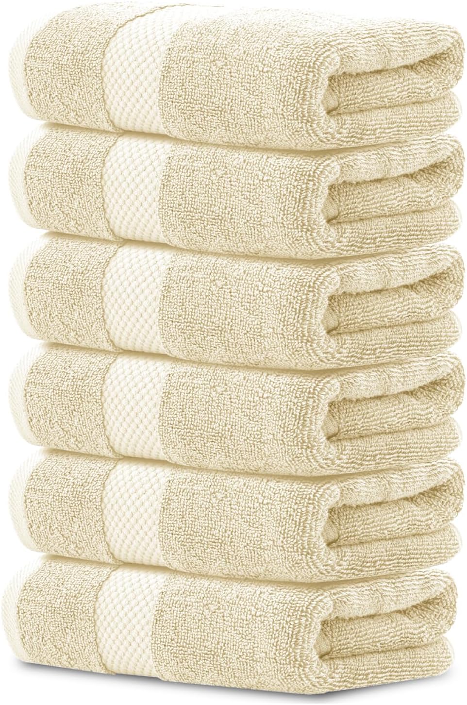 Luxury White Hand Towels - Soft 100% Turkish Cotton | Highly Absorbent Hotel spa Bathroom Towel Collection | 16x30 Inch | Set of 6
