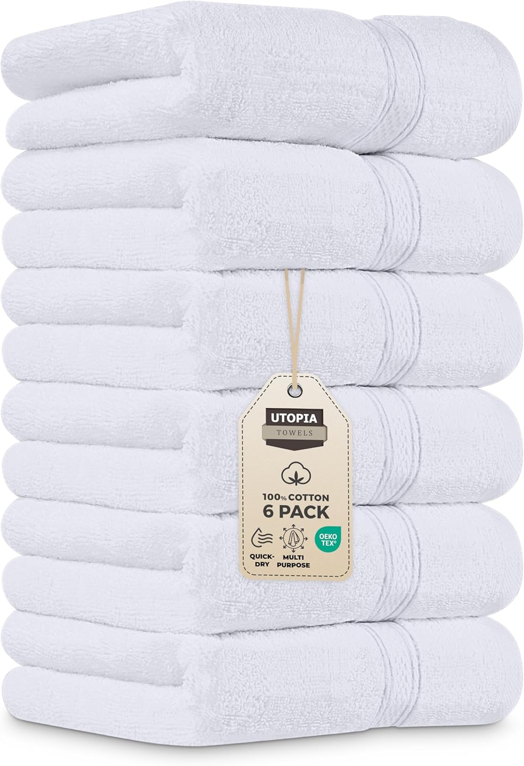 Utopia Towels 6 Pack Premium Hand Towels Set, 16 by 28 inches, 100% Ring Spun Cotton, Ultra Soft and Highly Absorbent 600GSM Towels for Bathroom, Gym, Shower, Hotel, and Spa, Grey