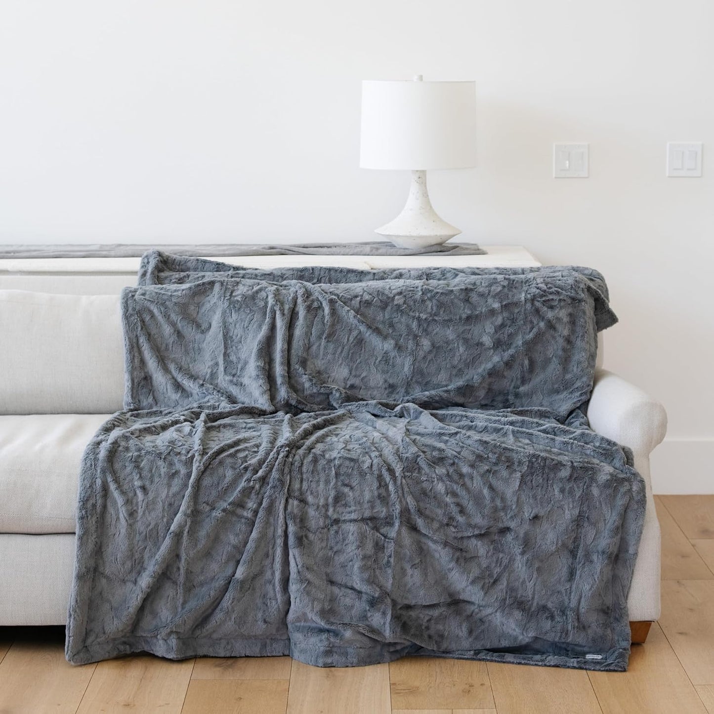 GRACED SOFT LUXURIES Throw Blanket Softest Warm Elegant Cozy Faux Fur Aesthetic for Home, Couch, Sofa, Bed, Living Room (Solid Ivory, Extra Large 60" x 80")