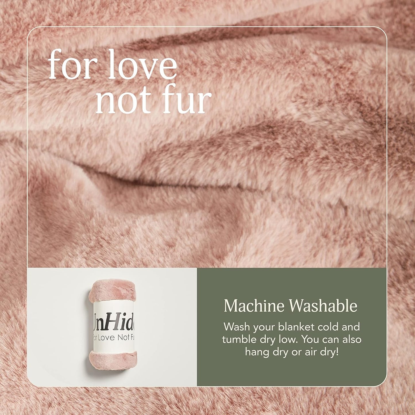 UnHide Lil’ Marsh | Faux Fur Blanket | Durable, Lightweight, Extra Soft Blanket | Machine Washable | Add a Layer of Softness to Any Bed, Couch, or Reading Chair | Rosy Baby, Medium (60” x 80”)