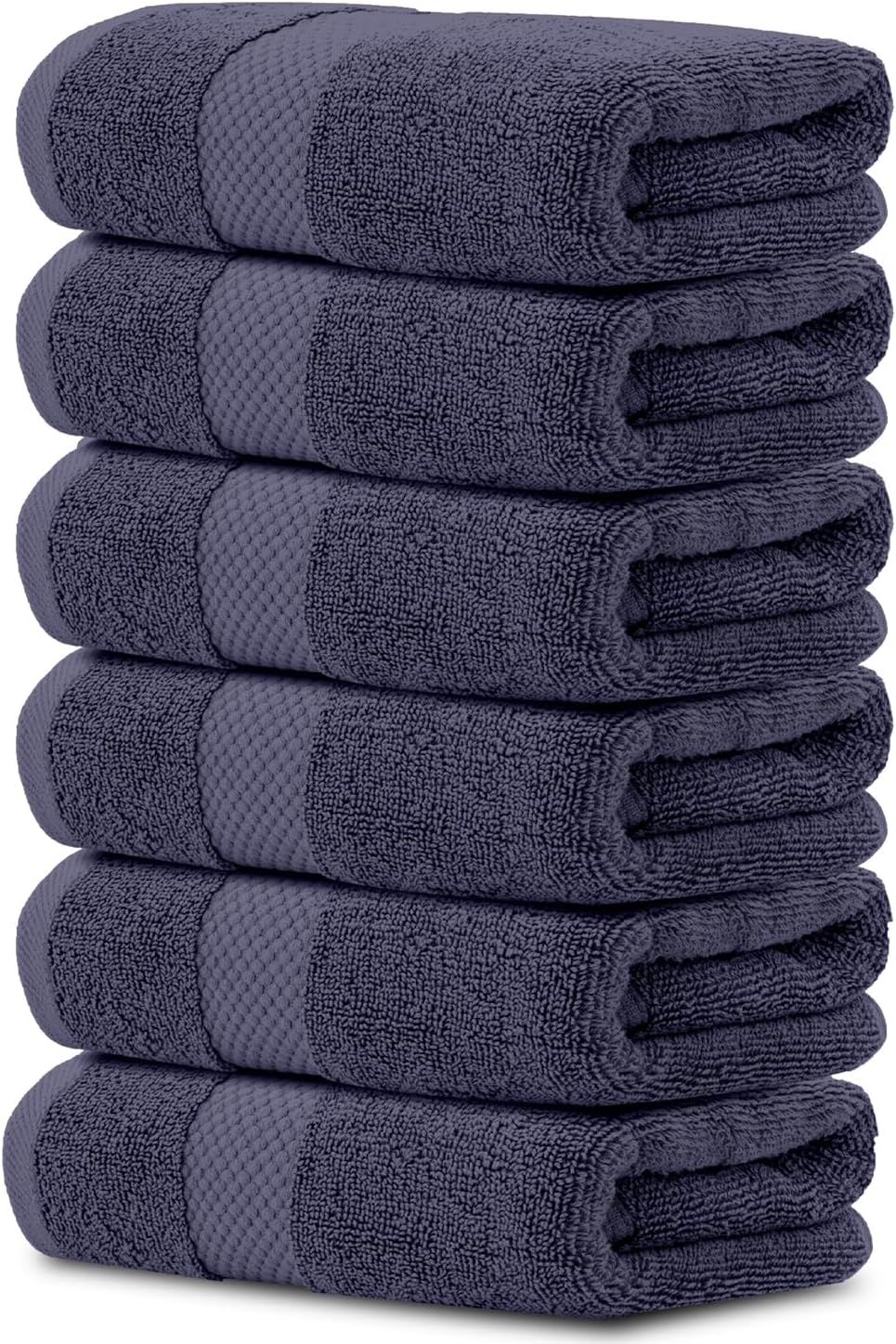 Luxury White Hand Towels - Soft 100% Turkish Cotton | Highly Absorbent Hotel spa Bathroom Towel Collection | 16x30 Inch | Set of 6