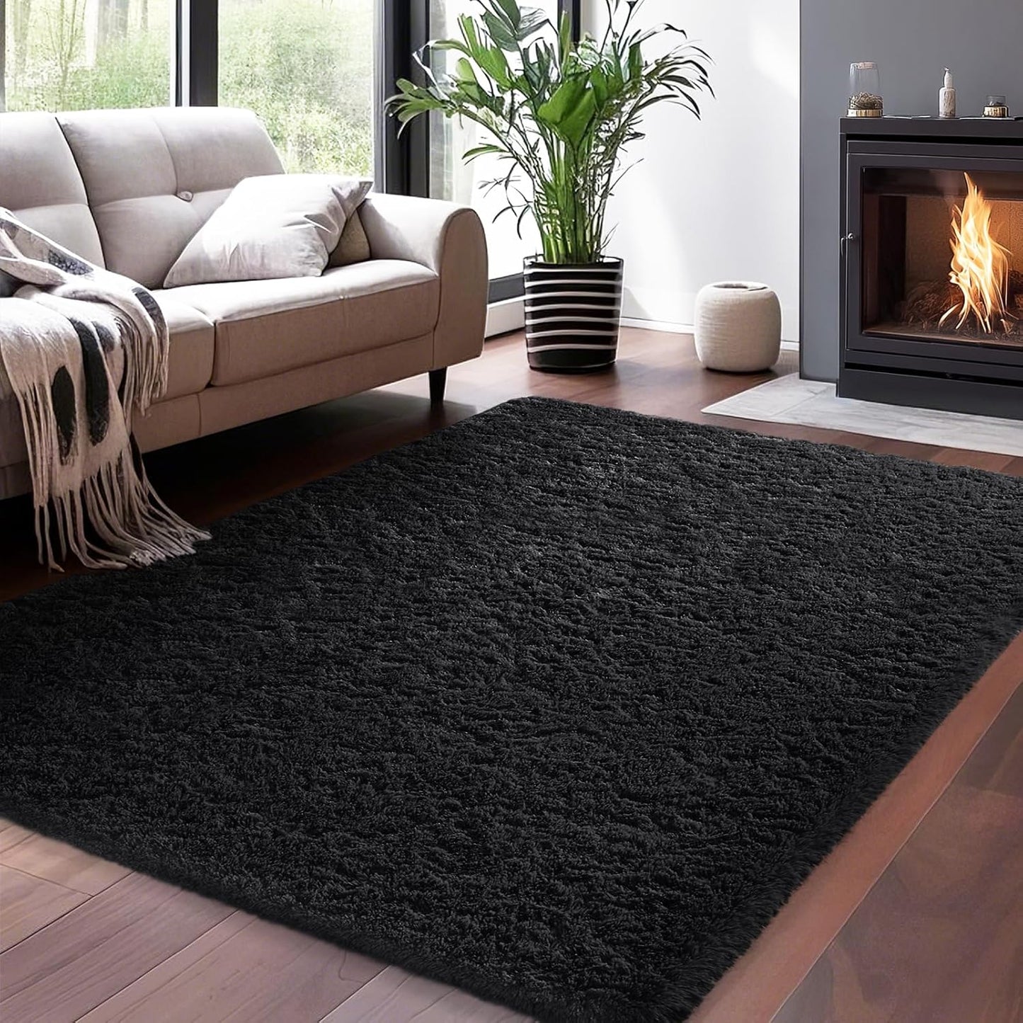 Ophanie Upgrade 5x8 Rugs for Living Room,Grey Fluffy Carpet Large Fuzzy Plush Shag Comfy Soft,Non-Slip Indoor Floor Carpet,for Kids Boys Girls,Room,Bedroom,Playroom,Home Decor Aesthetic