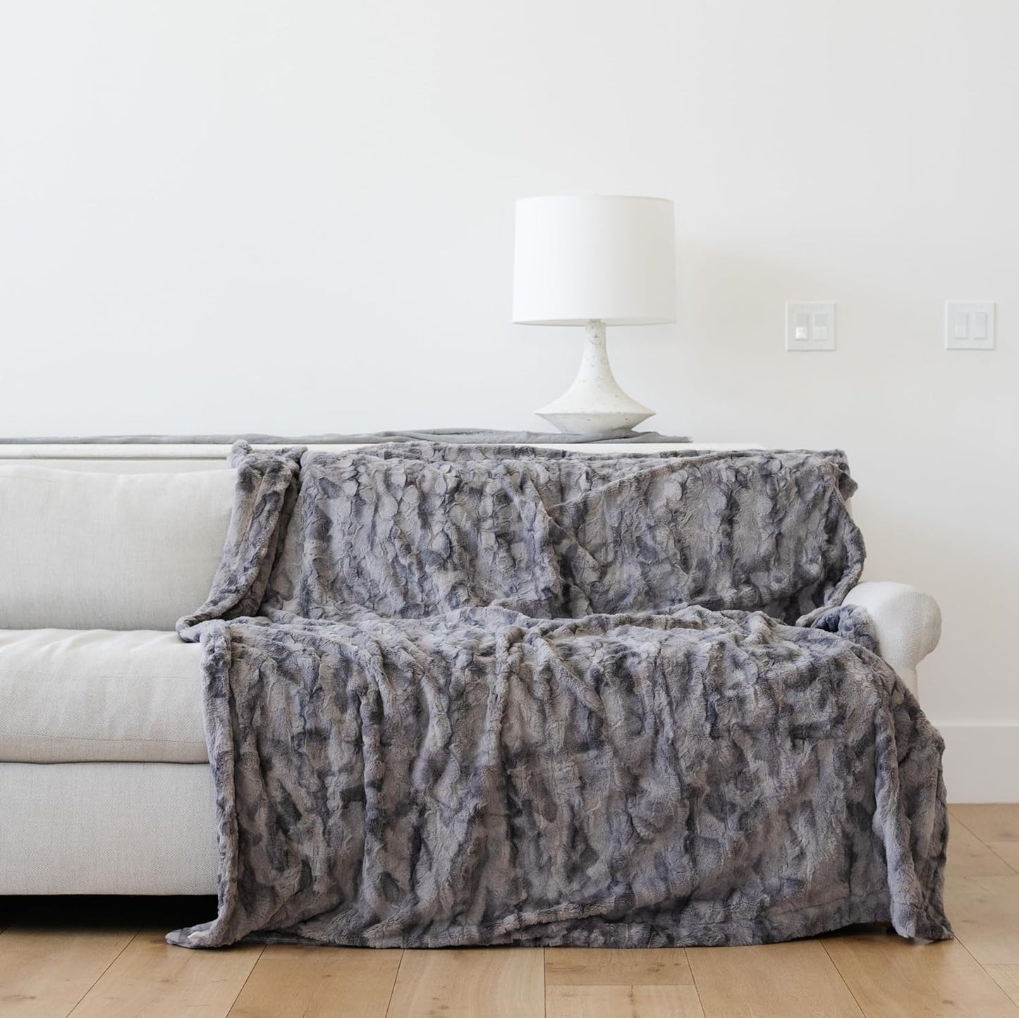 GRACED SOFT LUXURIES Throw Blanket Softest Warm Elegant Cozy Faux Fur Aesthetic for Home, Couch, Sofa, Bed, Living Room (Solid Ivory, Extra Large 60" x 80")