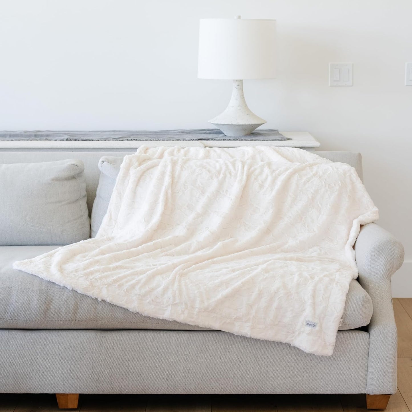 GRACED SOFT LUXURIES Throw Blanket Softest Warm Elegant Cozy Faux Fur Aesthetic for Home, Couch, Sofa, Bed, Living Room (Solid Ivory, Extra Large 60" x 80")