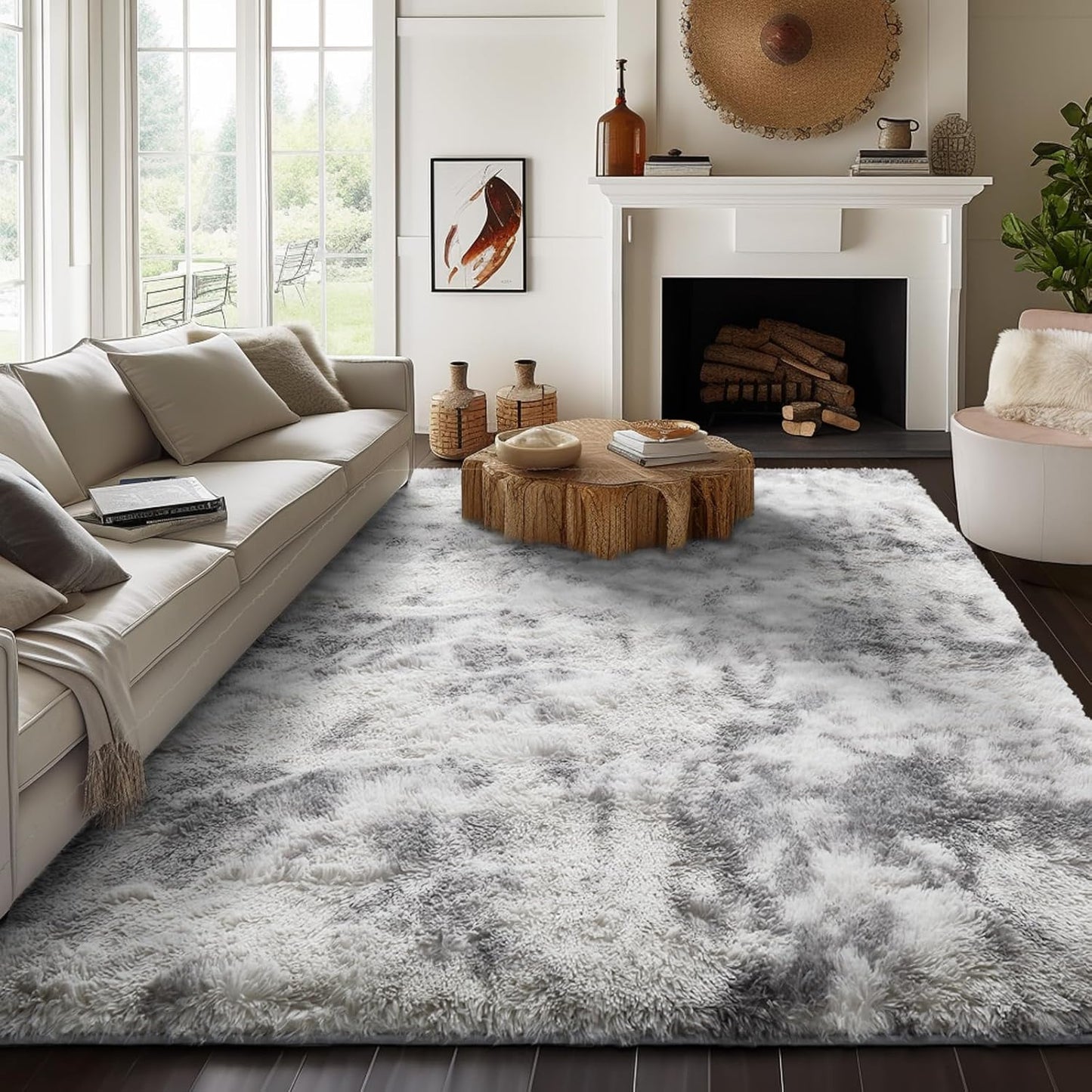 Ophanie Upgrade 5x8 Rugs for Living Room,Grey Fluffy Carpet Large Fuzzy Plush Shag Comfy Soft,Non-Slip Indoor Floor Carpet,for Kids Boys Girls,Room,Bedroom,Playroom,Home Decor Aesthetic