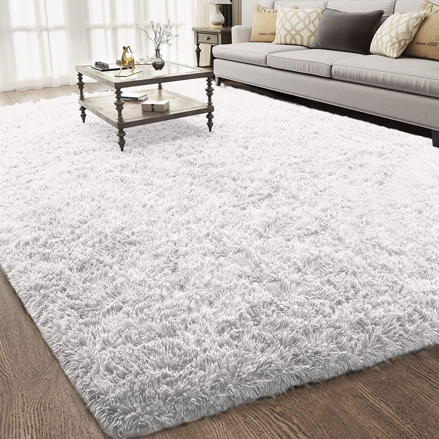 Ophanie Upgrade 5x8 Rugs for Living Room,Grey Fluffy Carpet Large Fuzzy Plush Shag Comfy Soft,Non-Slip Indoor Floor Carpet,for Kids Boys Girls,Room,Bedroom,Playroom,Home Decor Aesthetic