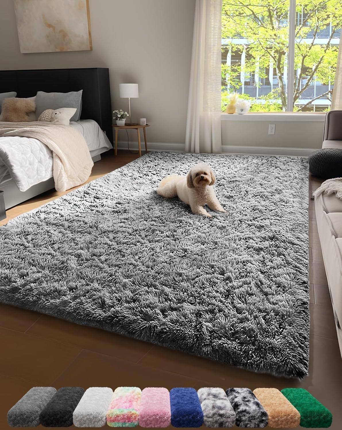 Ophanie Upgrade 5x8 Rugs for Living Room,Grey Fluffy Carpet Large Fuzzy Plush Shag Comfy Soft,Non-Slip Indoor Floor Carpet,for Kids Boys Girls,Room,Bedroom,Playroom,Home Decor Aesthetic