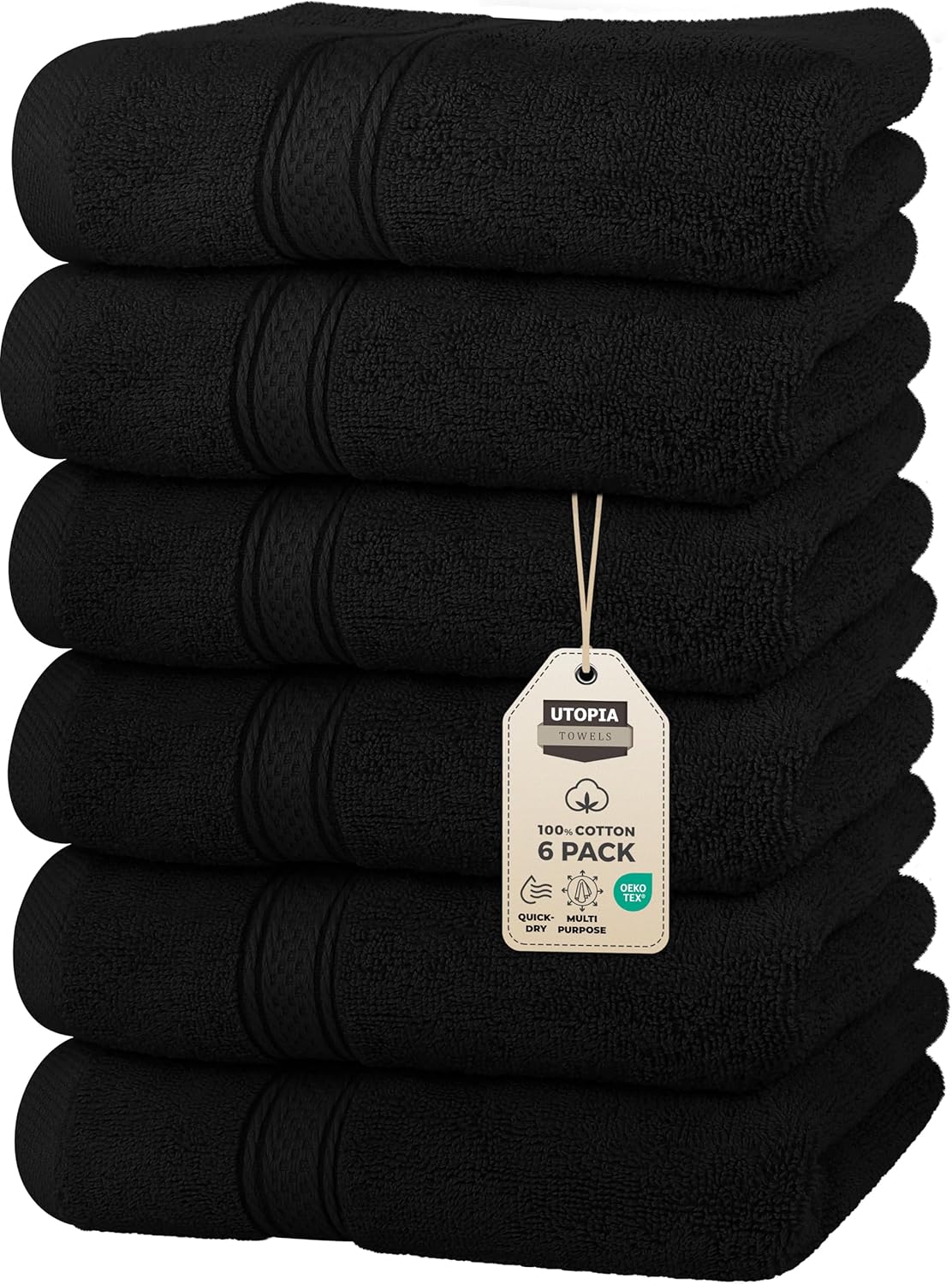 Utopia Towels 6 Pack Premium Hand Towels Set, 16 by 28 inches, 100% Ring Spun Cotton, Ultra Soft and Highly Absorbent 600GSM Towels for Bathroom, Gym, Shower, Hotel, and Spa, Grey