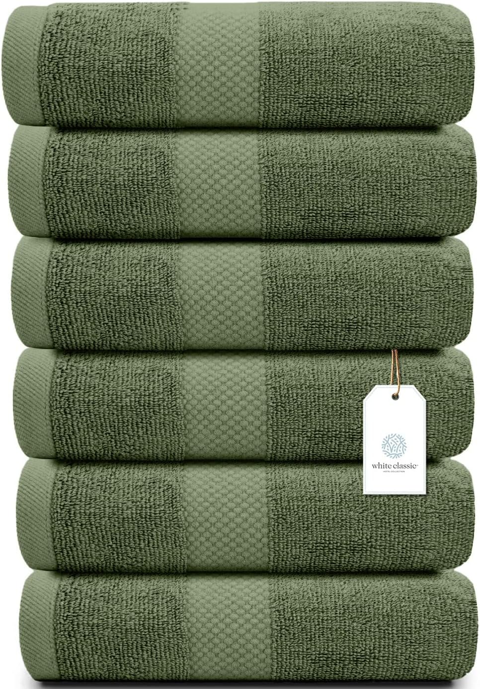 Luxury White Hand Towels - Soft 100% Turkish Cotton | Highly Absorbent Hotel spa Bathroom Towel Collection | 16x30 Inch | Set of 6