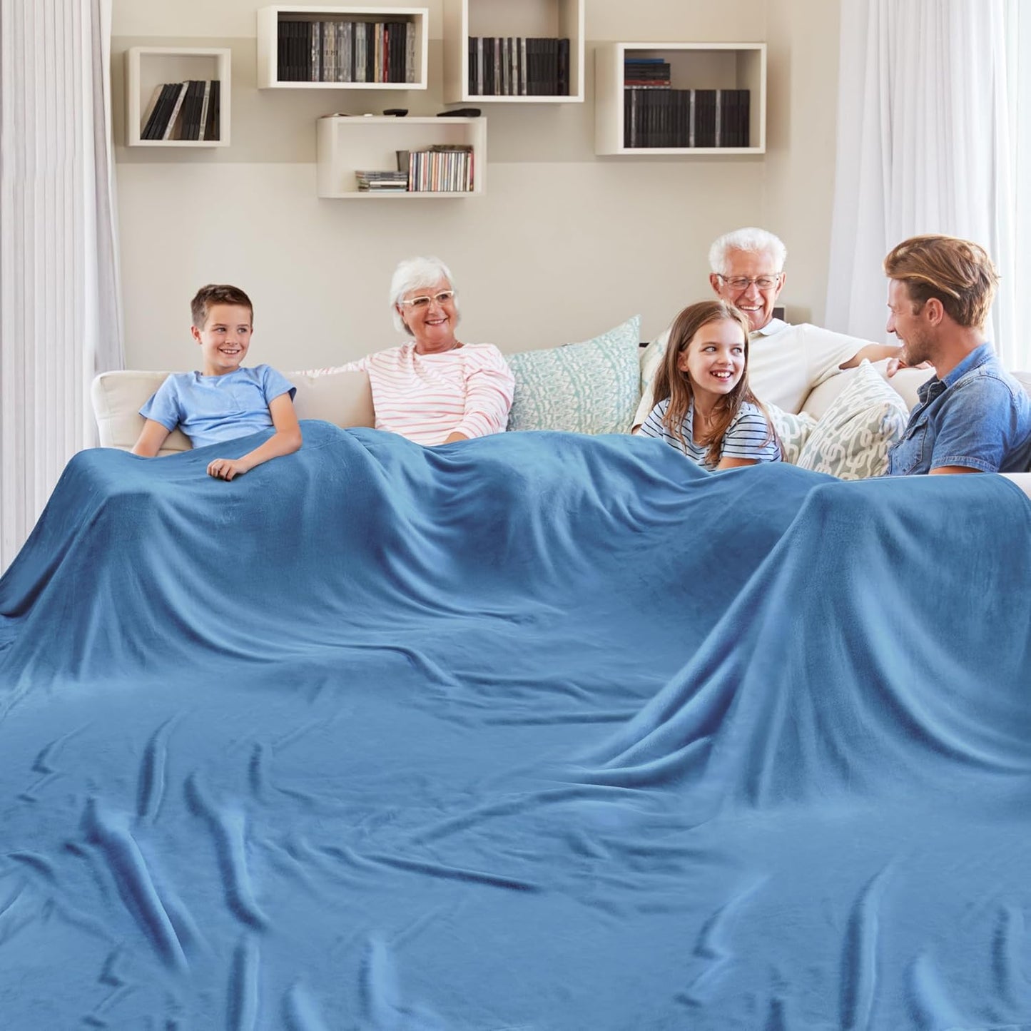Oversized Blanket 120x120 Inches, Giant Huge Companion for Bed, Sofa,Travel and Camping, Extra Large Big Soft Blanket Fits The Whole Family and Outdoors, Dark Grey 10'x10'