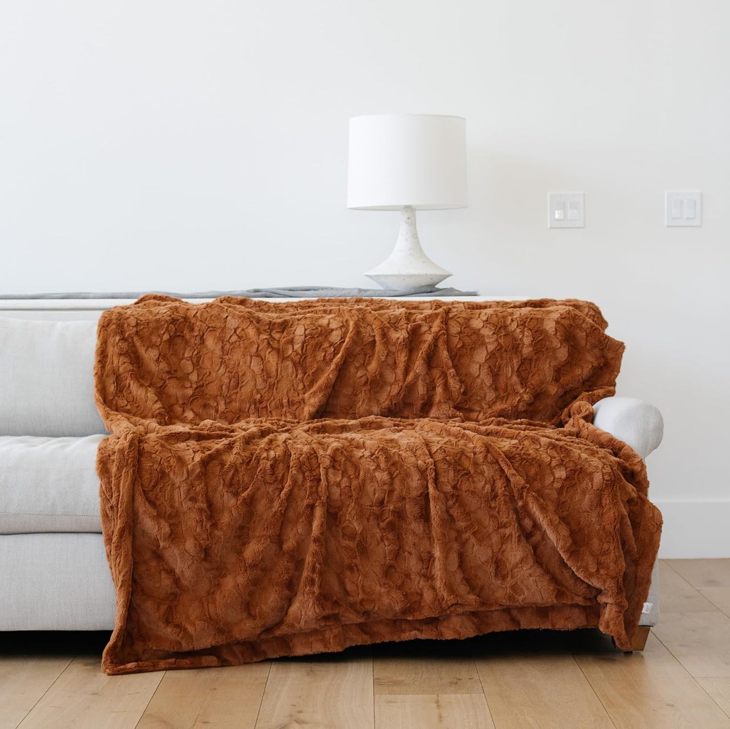 GRACED SOFT LUXURIES Throw Blanket Softest Warm Elegant Cozy Faux Fur Aesthetic for Home, Couch, Sofa, Bed, Living Room (Solid Ivory, Extra Large 60" x 80")