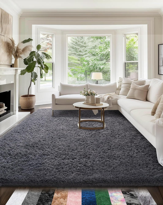 Ophanie Upgrade 5x8 Rugs for Living Room,Grey Fluffy Carpet Large Fuzzy Plush Shag Comfy Soft,Non-Slip Indoor Floor Carpet,for Kids Boys Girls,Room,Bedroom,Playroom,Home Decor Aesthetic