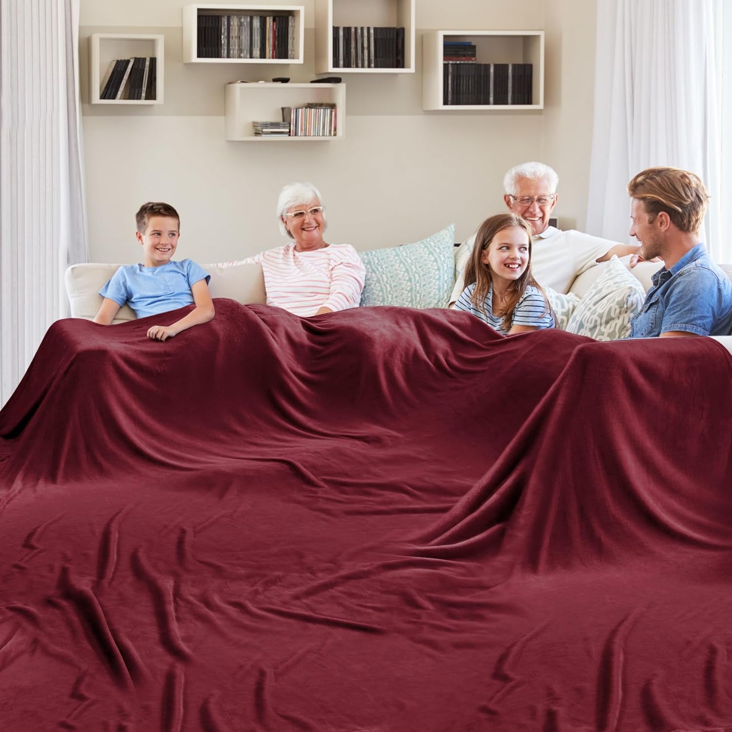 Oversized Blanket 120x120 Inches, Giant Huge Companion for Bed, Sofa,Travel and Camping, Extra Large Big Soft Blanket Fits The Whole Family and Outdoors, Dark Grey 10'x10'