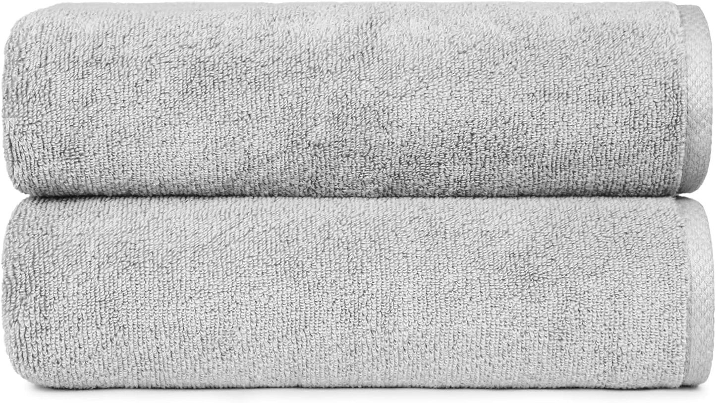 Amazon Basics 2 Piece Quick-Dry Oversize Bath Towel, 100% Cotton, Lake Blue, 54" x 30"
