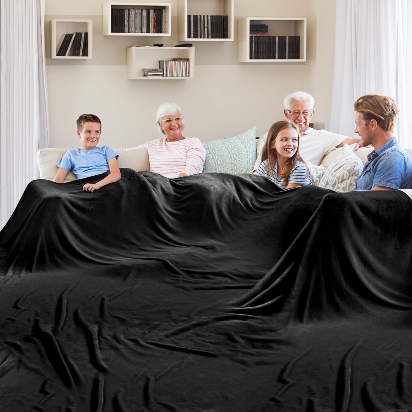 Oversized Blanket 120x120 Inches, Giant Huge Companion for Bed, Sofa,Travel and Camping, Extra Large Big Soft Blanket Fits The Whole Family and Outdoors, Dark Grey 10'x10'