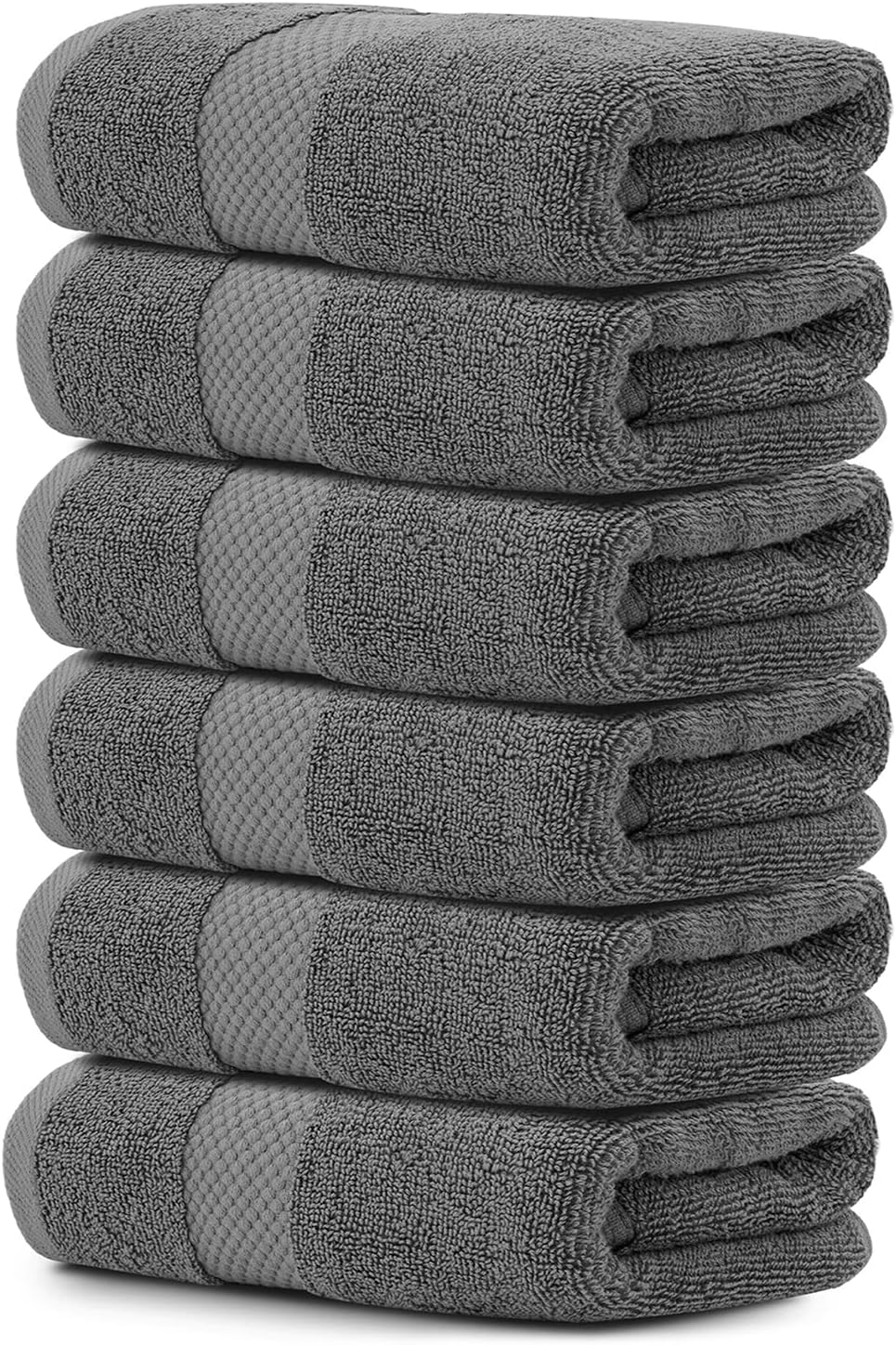 Luxury White Hand Towels - Soft 100% Turkish Cotton | Highly Absorbent Hotel spa Bathroom Towel Collection | 16x30 Inch | Set of 6