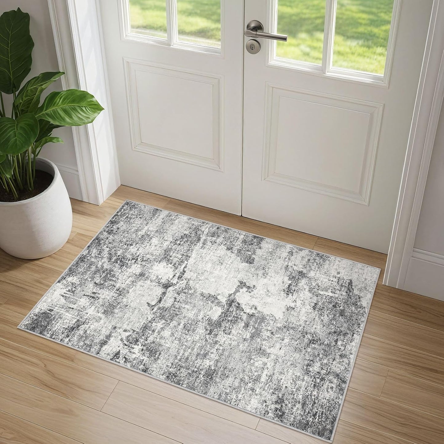 Living Room Area Rugs - 6x9 Abstract Large Soft Indoor Washable Rug Neutral Modern Low Pile Carpet for Bedroom Dining Room Farmhouse Home Office - Grey Blue