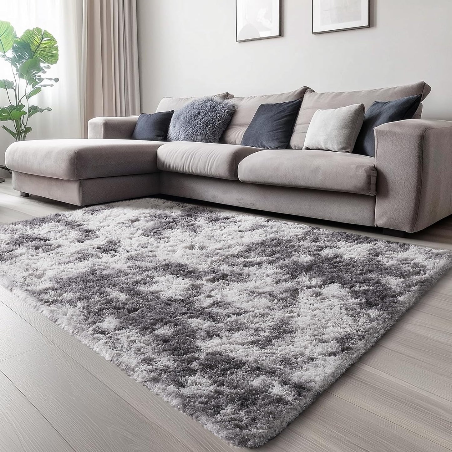Ophanie Upgrade 5x8 Rugs for Living Room,Grey Fluffy Carpet Large Fuzzy Plush Shag Comfy Soft,Non-Slip Indoor Floor Carpet,for Kids Boys Girls,Room,Bedroom,Playroom,Home Decor Aesthetic