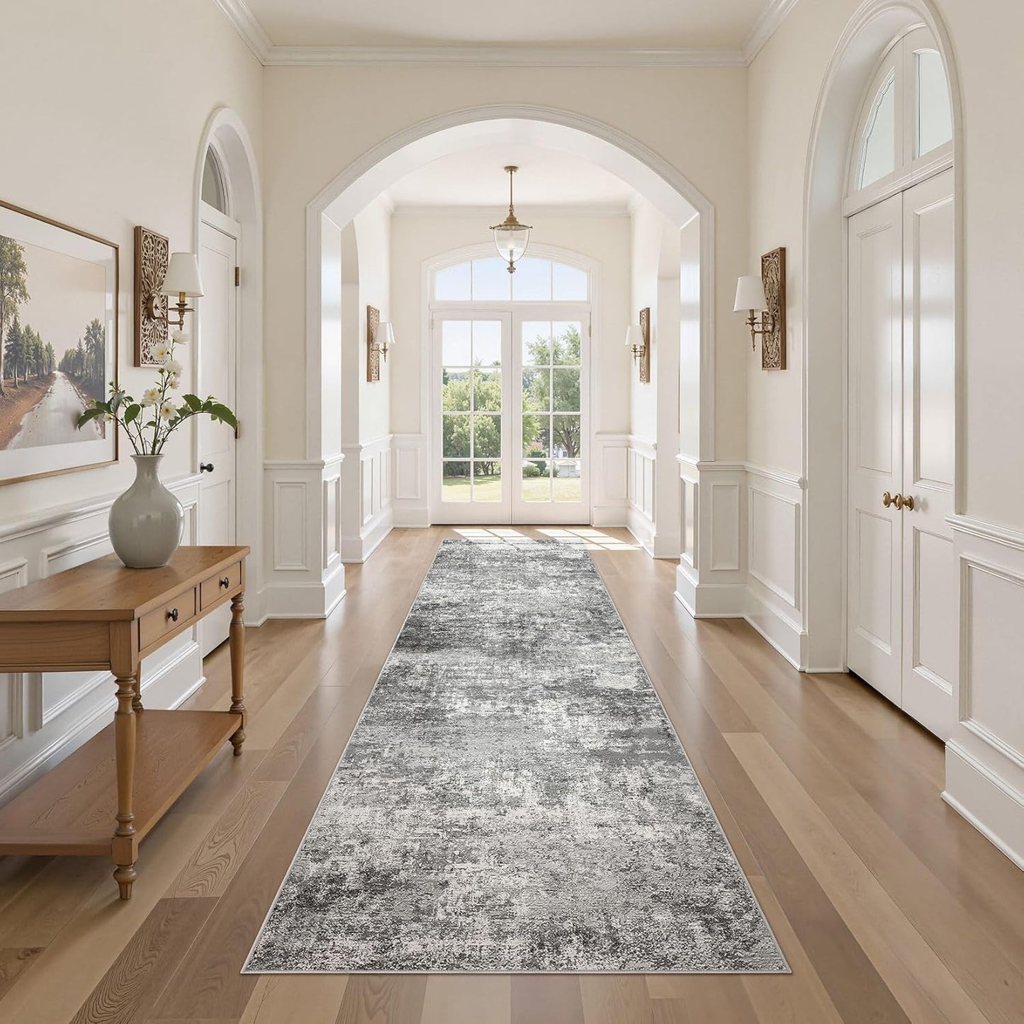 Living Room Area Rugs - 6x9 Abstract Large Soft Indoor Washable Rug Neutral Modern Low Pile Carpet for Bedroom Dining Room Farmhouse Home Office - Grey Blue